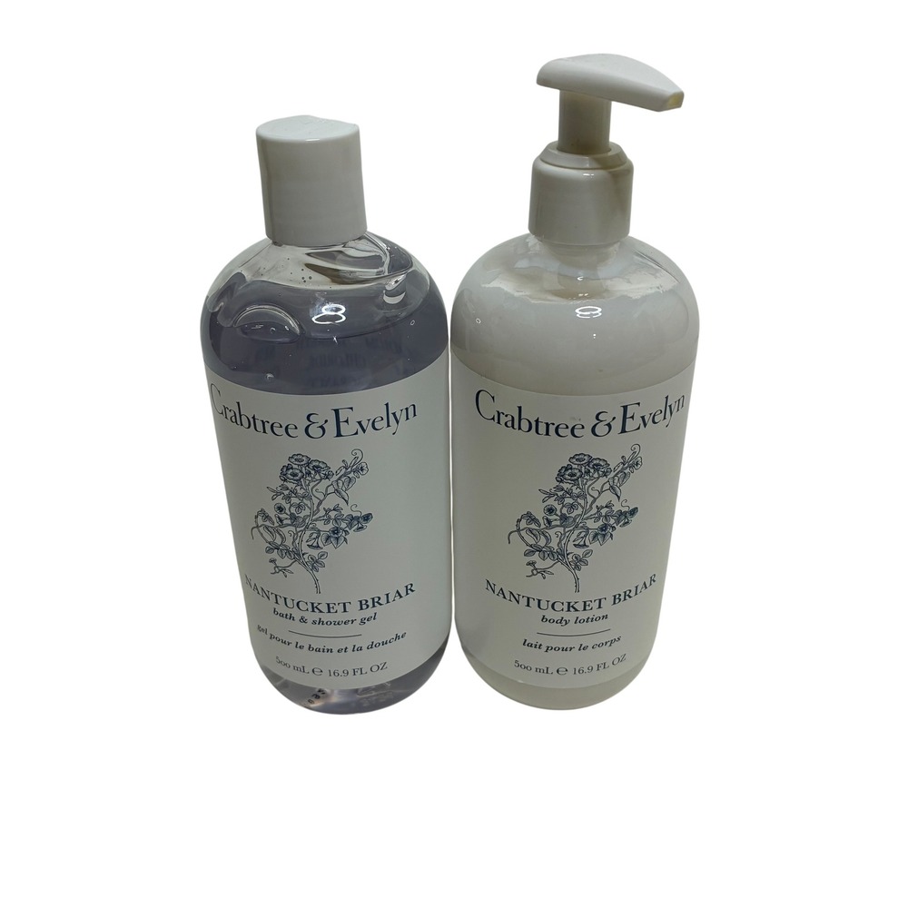 Crabtree & Evelyn‎ Nantucket Briar Shower Gel and Body Lotion Set 16.9oz 500ml